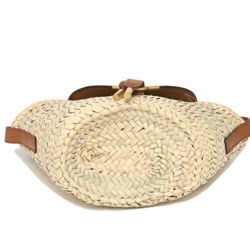 Chloe Marcie leather & raffia Tan Woven shoulder Bag basket crossbody - Picture 7 of 16